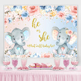 Er Oder Sie Blumen Und Elefanten Baby Dusche Hintergrund